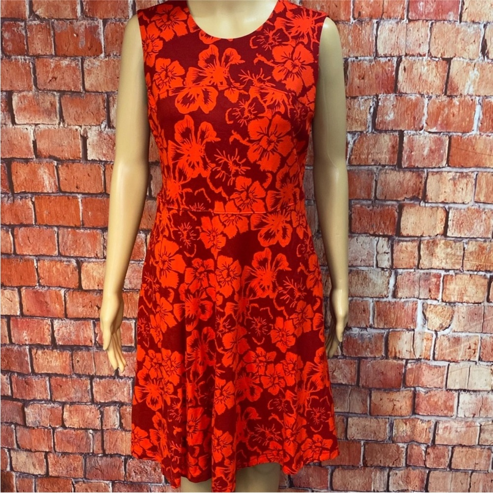 Lands’ End Red Tropical Print Ponte Dress